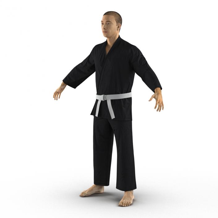 3D Japanese Karate Fighter Black Suit with Fur model