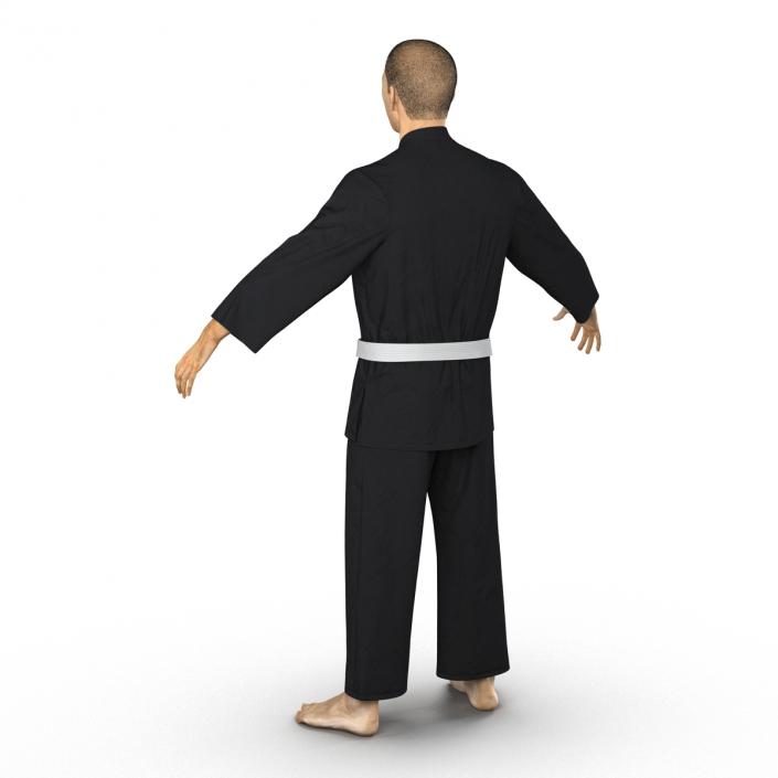 3D Japanese Karate Fighter Black Suit with Fur model