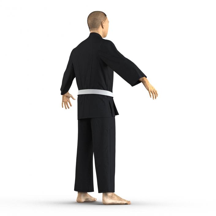 3D Japanese Karate Fighter Black Suit with Fur model