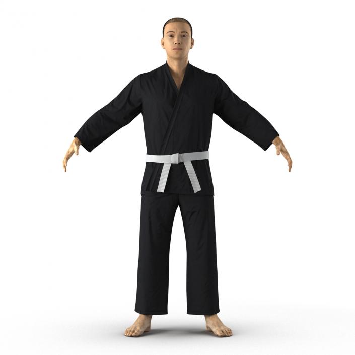 3D Japanese Karate Fighter Black Suit with Fur model