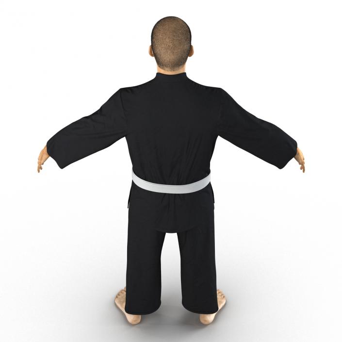 3D Japanese Karate Fighter Black Suit with Fur model