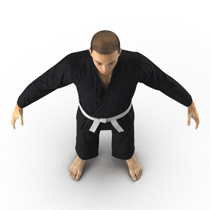 3D Japanese Karate Fighter Black Suit with Fur model