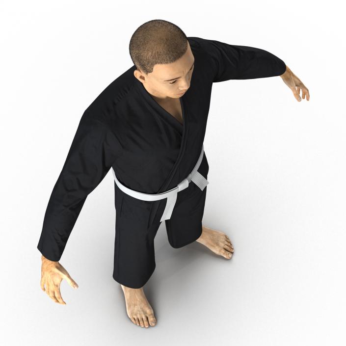 3D Japanese Karate Fighter Black Suit with Fur model