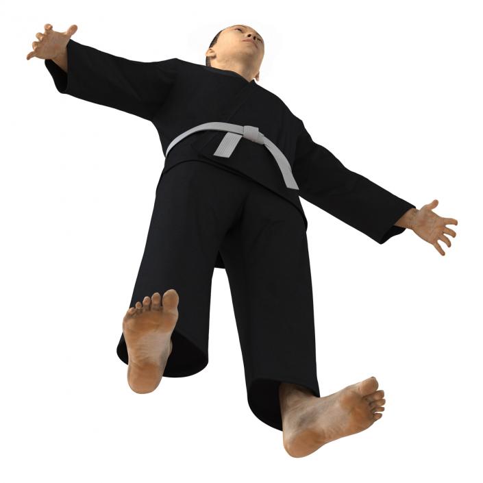 3D Japanese Karate Fighter Black Suit with Fur model