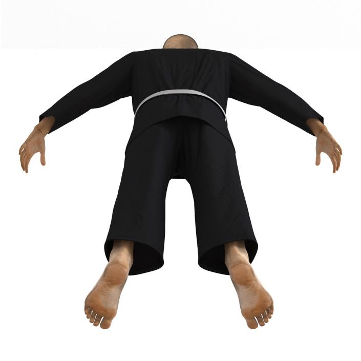 3D Japanese Karate Fighter Black Suit with Fur model