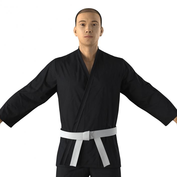 3D Japanese Karate Fighter Black Suit with Fur model