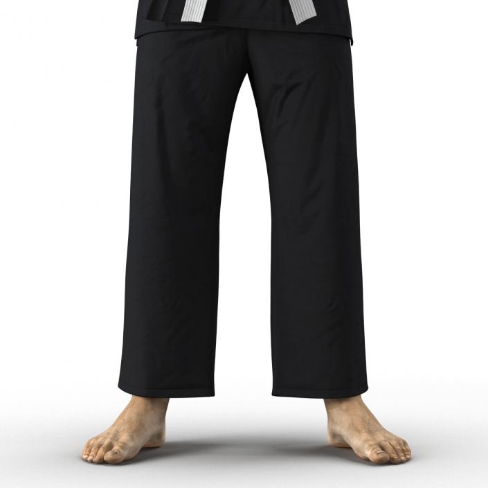 3D Japanese Karate Fighter Black Suit with Fur model