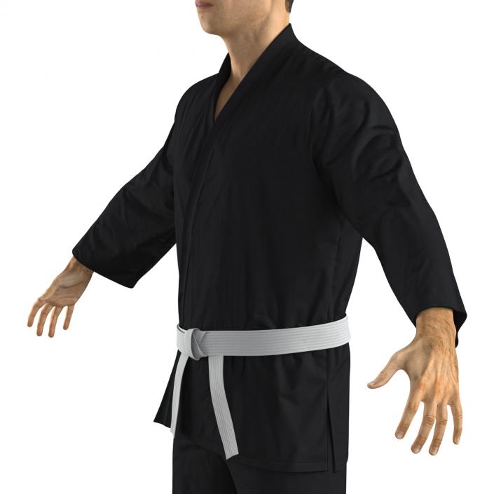 3D Japanese Karate Fighter Black Suit with Fur model