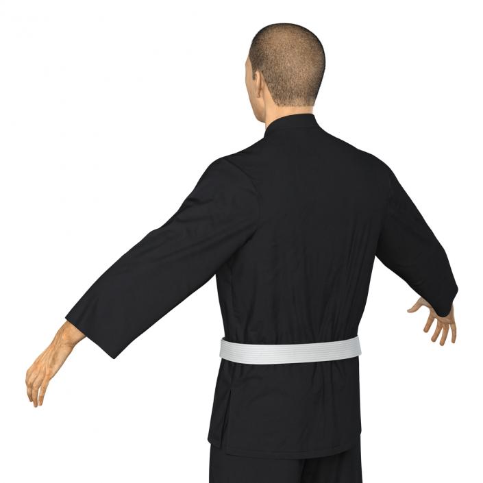 3D Japanese Karate Fighter Black Suit with Fur model