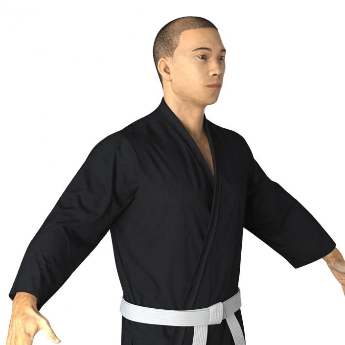 3D Japanese Karate Fighter Black Suit with Fur model