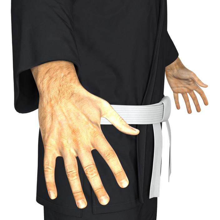 3D Japanese Karate Fighter Black Suit with Fur model