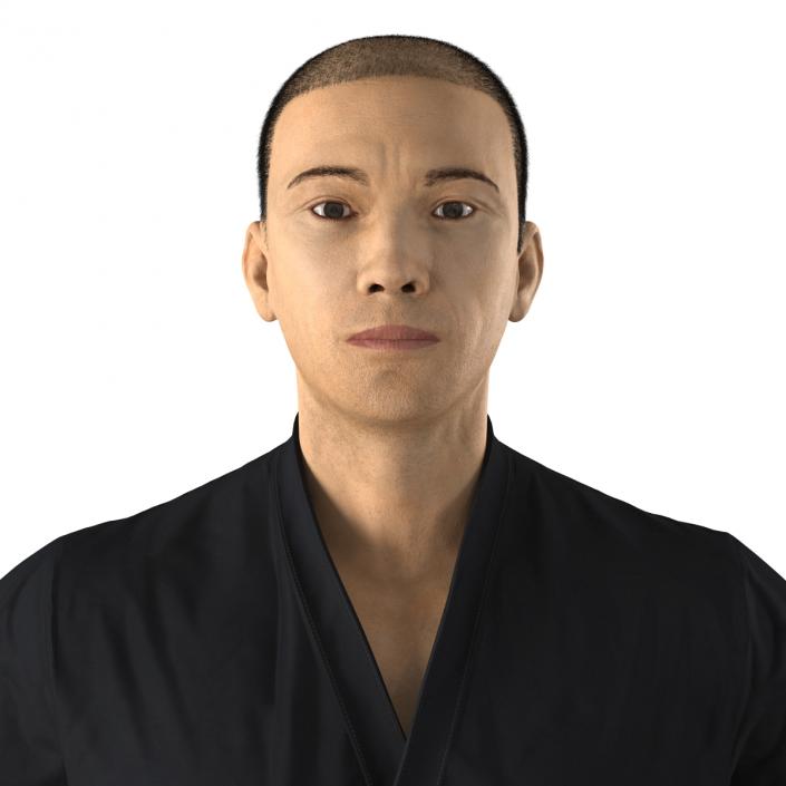 3D Japanese Karate Fighter Black Suit with Fur model