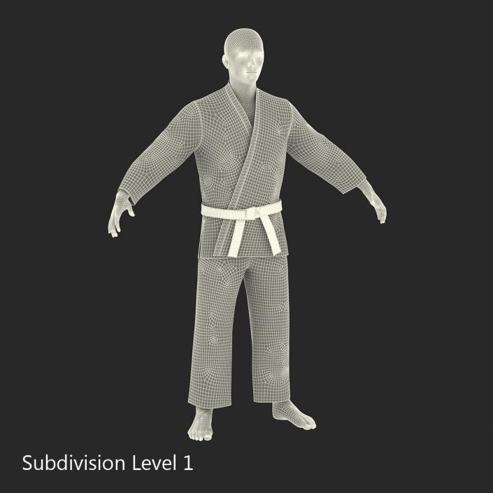 3D Japanese Karate Fighter Black Suit with Fur model