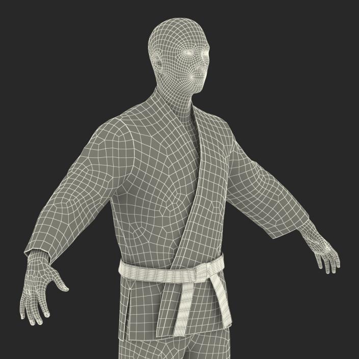 3D Japanese Karate Fighter Black Suit with Fur model