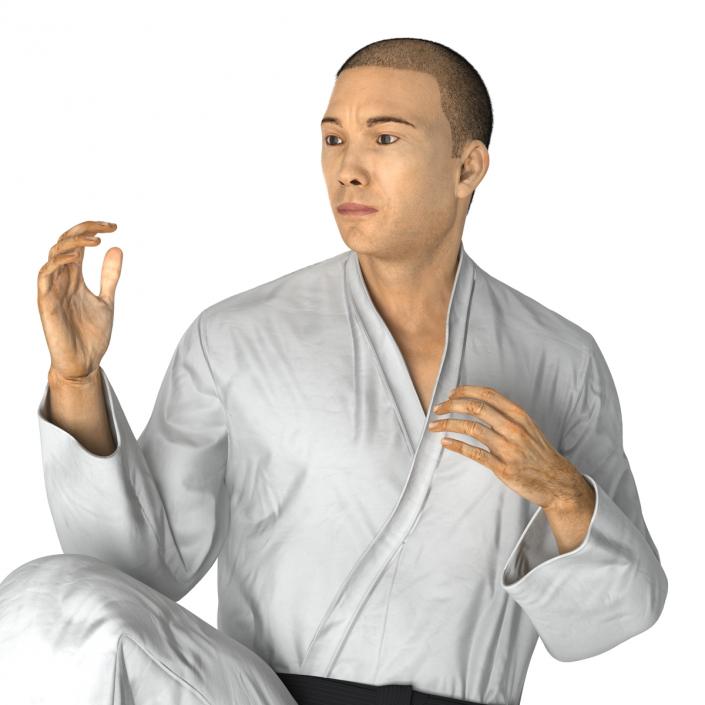 Japanese Karate Fighter Pose 3 with Fur 3D model