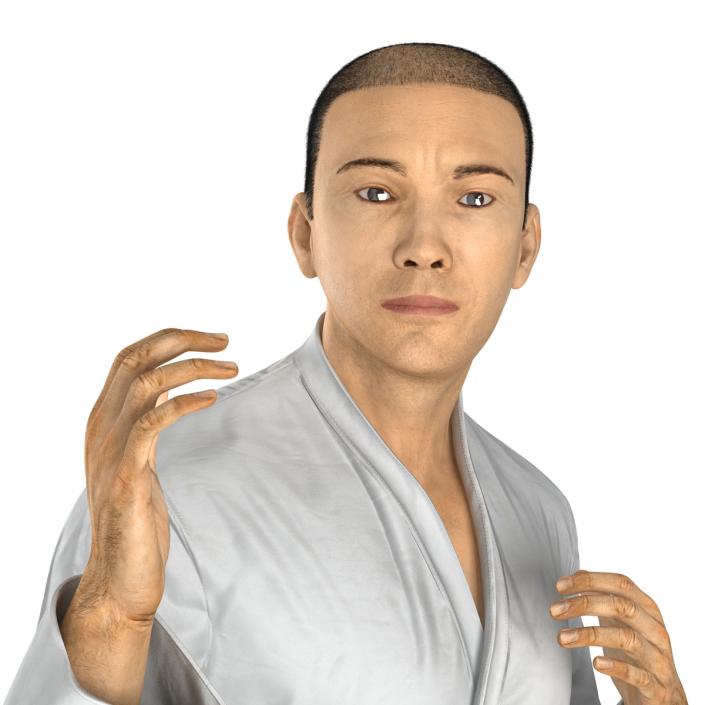 Japanese Karate Fighter Pose 3 with Fur 3D model