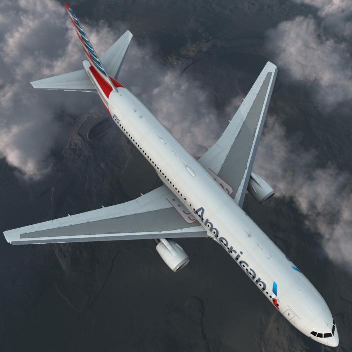 Boeing 767-300 American Airlines Rigged 3D model