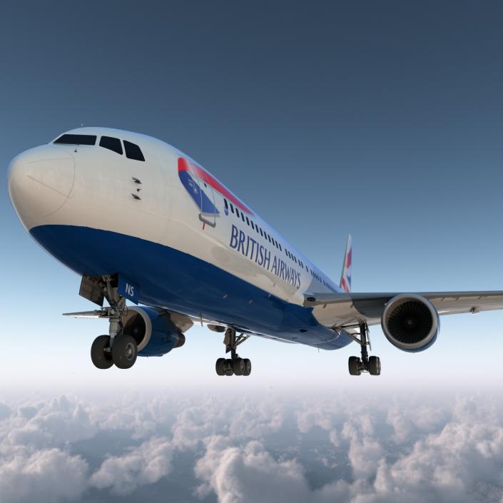 Boeing 767-300 British Airways Rigged 3D