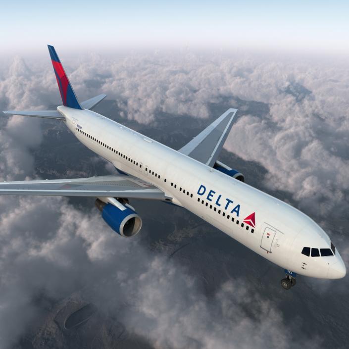 Boeing 767-300 Delta Air Lines Rigged 3D