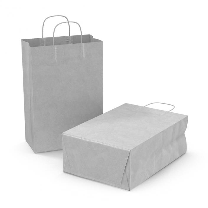 3D Handle Paper Shopping Bag White