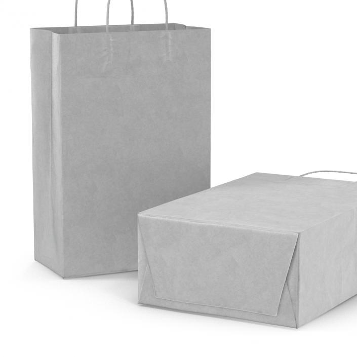 3D Handle Paper Shopping Bag White