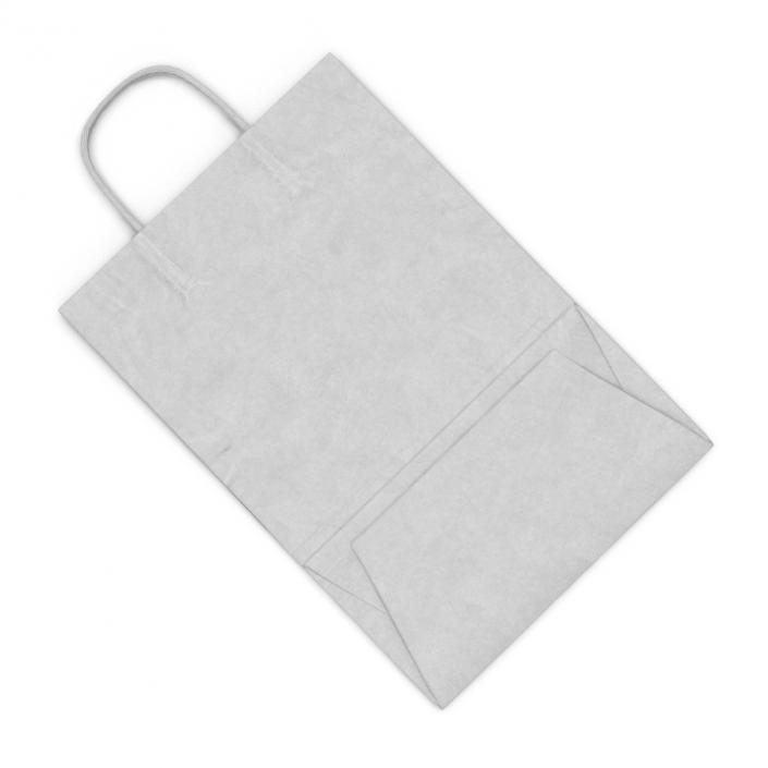 3D Handle Paper Shopping Bag White Folded model