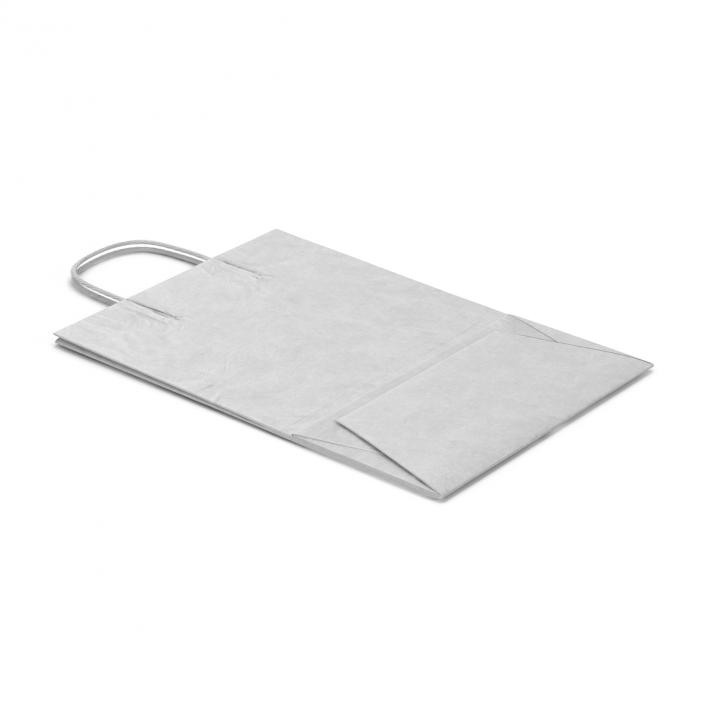 3D Handle Paper Shopping Bag White Folded model