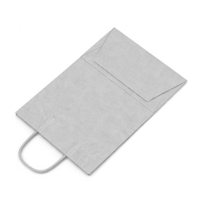 3D Handle Paper Shopping Bag White Folded model