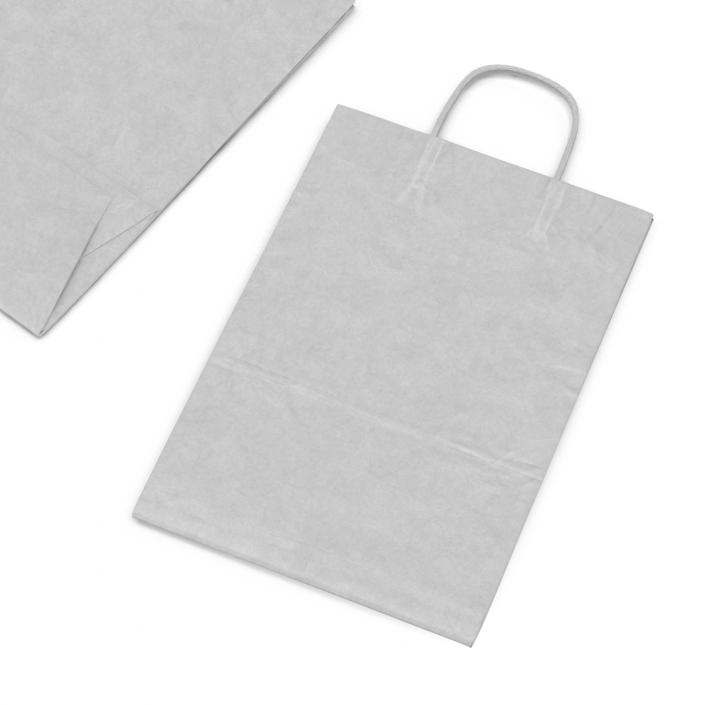 3D Handle Paper Shopping Bag White Folded model