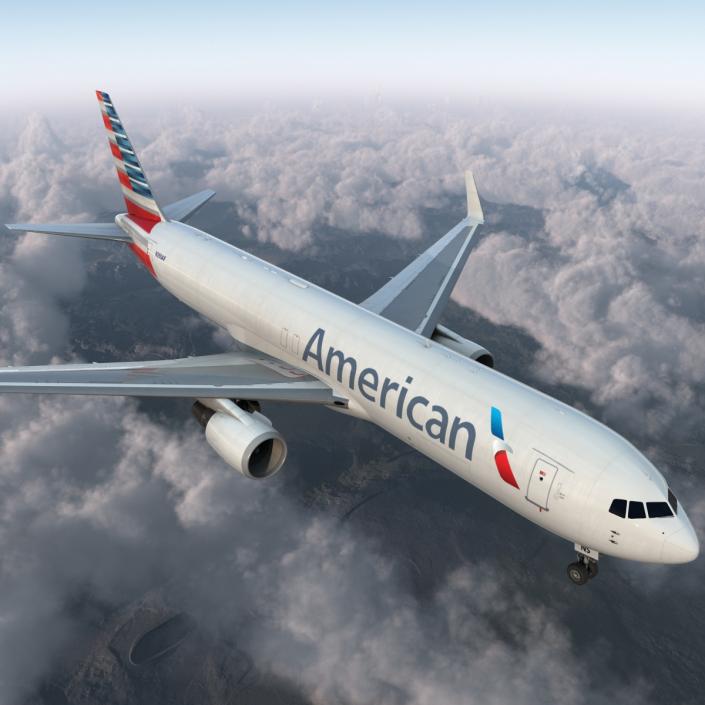 3D model Boeing 767-300F American Airlines Rigged