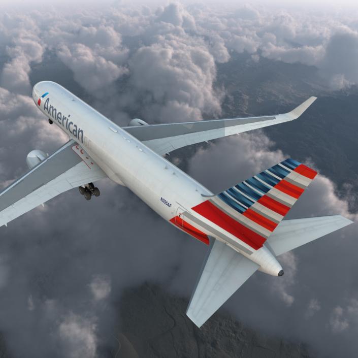 3D model Boeing 767-300F American Airlines Rigged