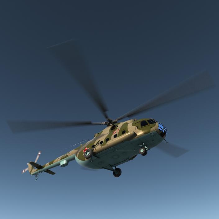 3D Mi-8 Hip Russian Millitary Medium Transport Helicopter Rigged