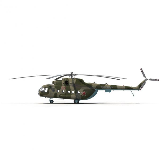 3D Mi-8 Hip Russian Millitary Medium Transport Helicopter Rigged