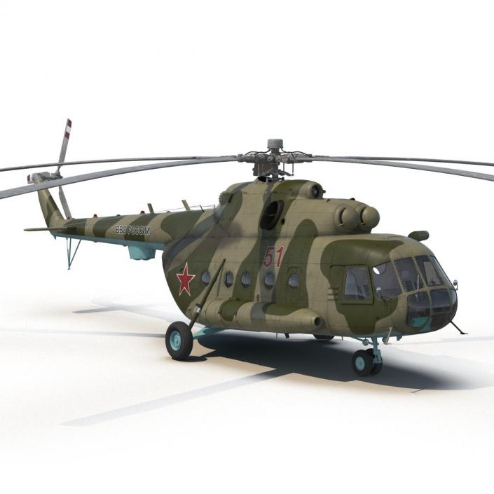 3D Mi-8 Hip Russian Millitary Medium Transport Helicopter Rigged