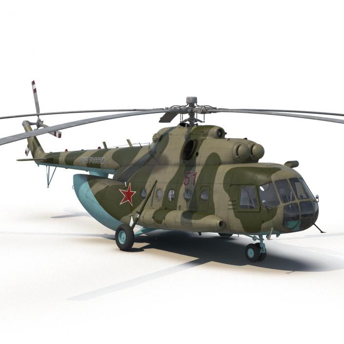 3D Mi-8 Hip Russian Millitary Medium Transport Helicopter Rigged