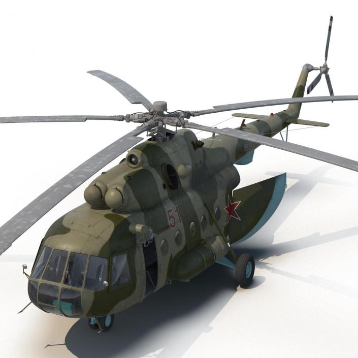 3D Mi-8 Hip Russian Millitary Medium Transport Helicopter Rigged