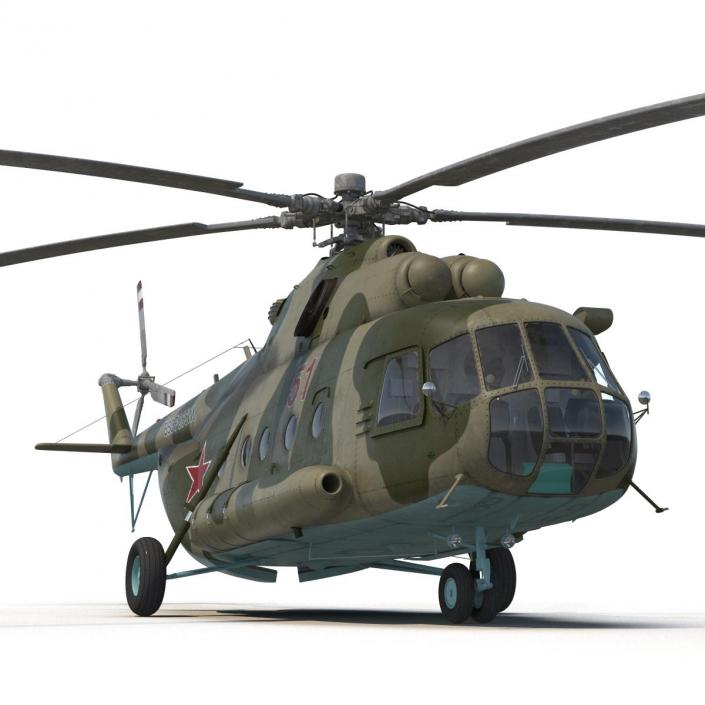 3D Mi-8 Hip Russian Millitary Medium Transport Helicopter Rigged