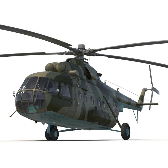 3D Mi-8 Hip Russian Millitary Medium Transport Helicopter Rigged