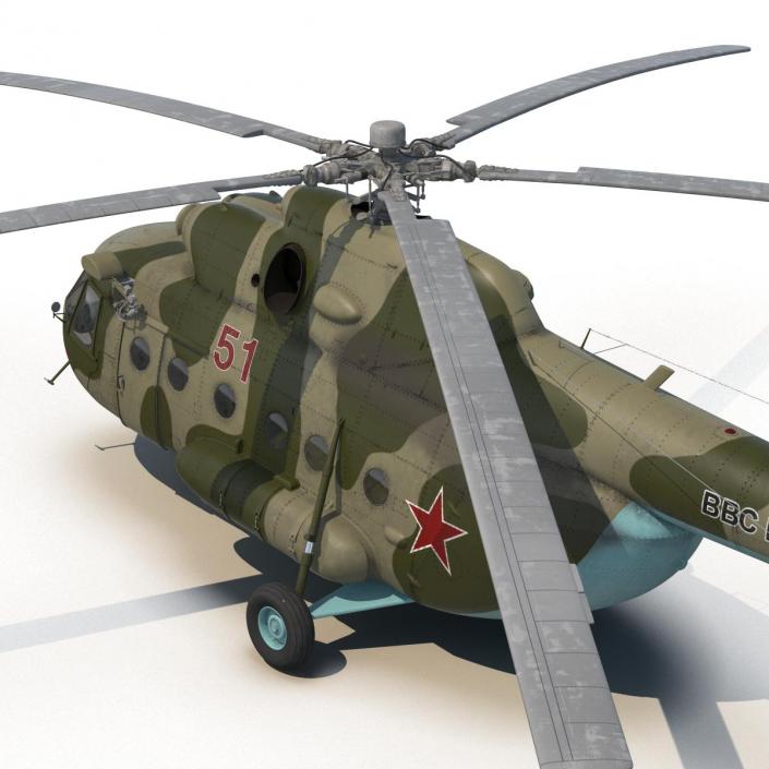 3D Mi-8 Hip Russian Millitary Medium Transport Helicopter Rigged