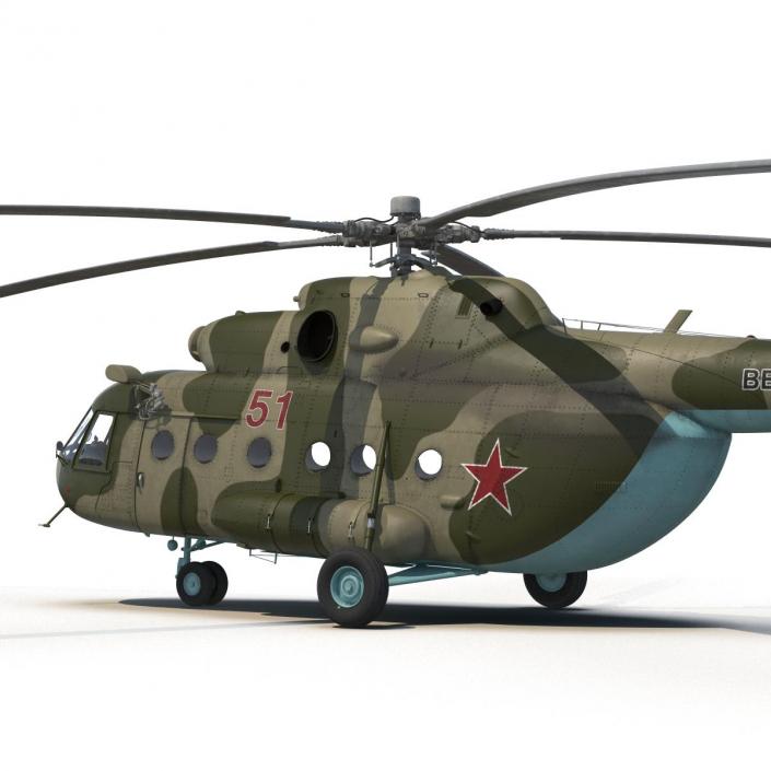 3D Mi-8 Hip Russian Millitary Medium Transport Helicopter Rigged