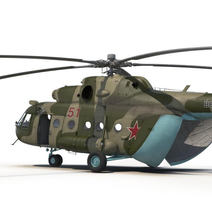 3D Mi-8 Hip Russian Millitary Medium Transport Helicopter Rigged