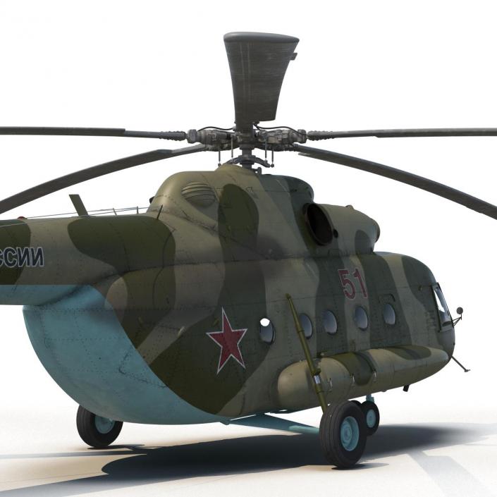 3D Mi-8 Hip Russian Millitary Medium Transport Helicopter Rigged