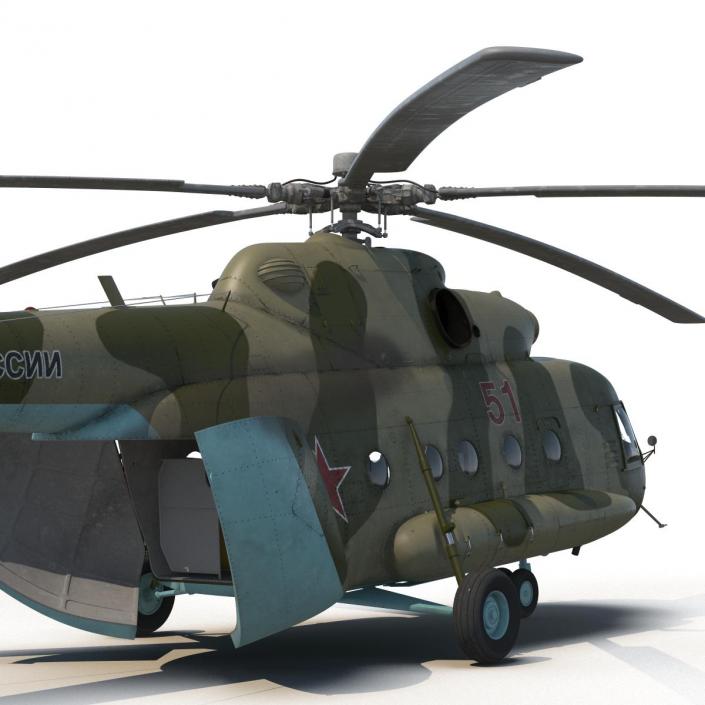 3D Mi-8 Hip Russian Millitary Medium Transport Helicopter Rigged