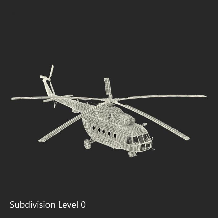 3D Mi-8 Hip Russian Millitary Medium Transport Helicopter Rigged