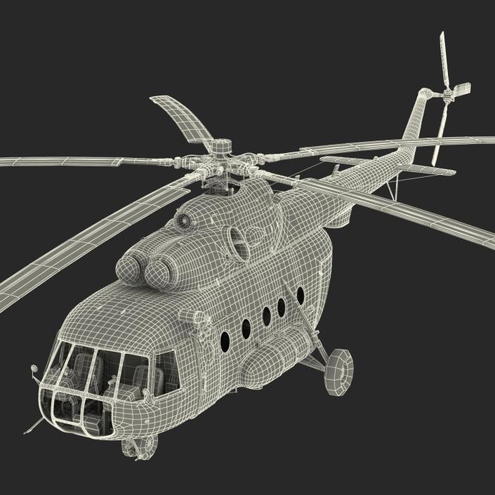 3D Mi-8 Hip Russian Millitary Medium Transport Helicopter Rigged