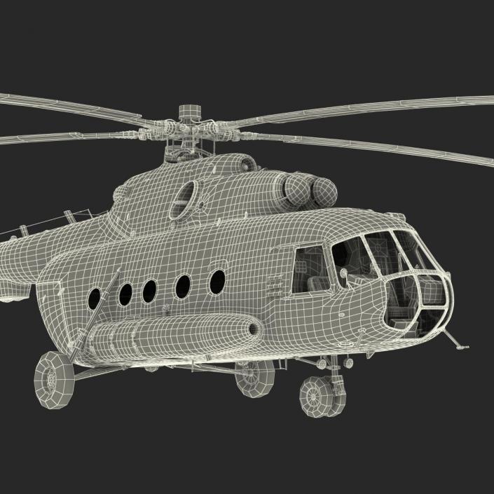 3D Mi-8 Hip Russian Millitary Medium Transport Helicopter Rigged