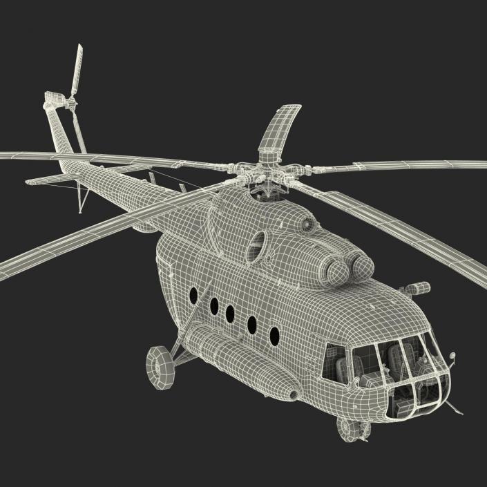 3D model Mil Mi-8 Hip Russian Medium Transport Helicopter Rigged