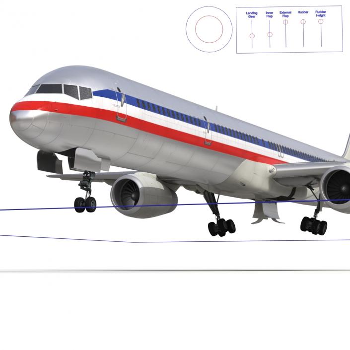 Boeing 757-300 American Airlines Rigged 3D model