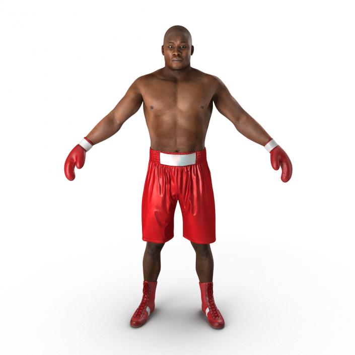 3D African American Boxer Red Suit 2 model