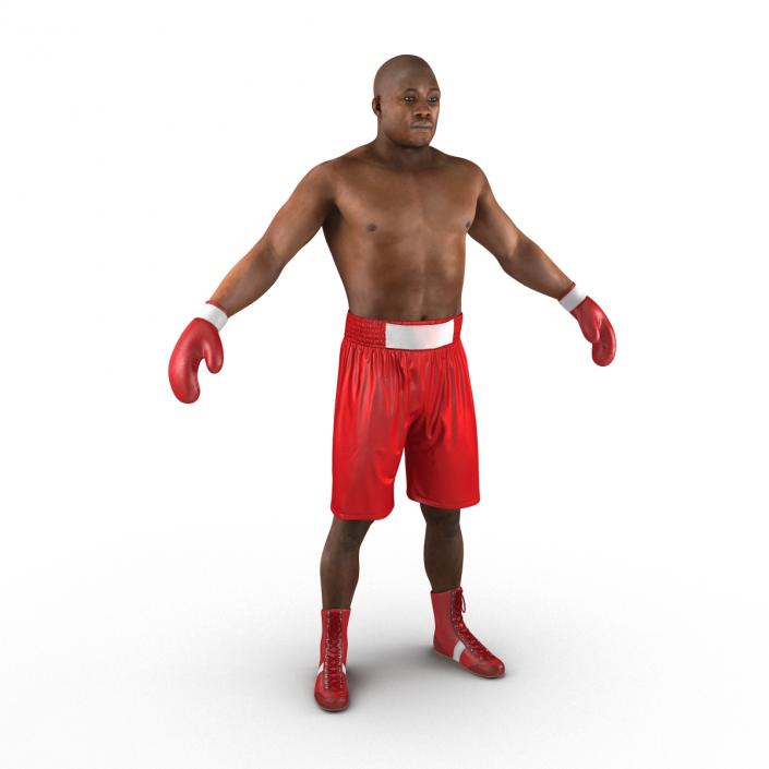 3D African American Boxer Red Suit 2 model